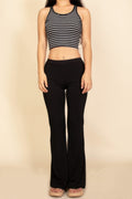 Ribbed Striped Racerback Crop Tank Top - Pikemla