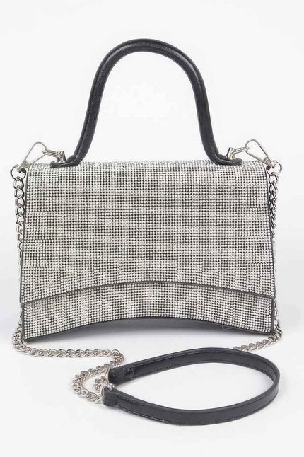 Rhinestone Top Handle Flap Bag