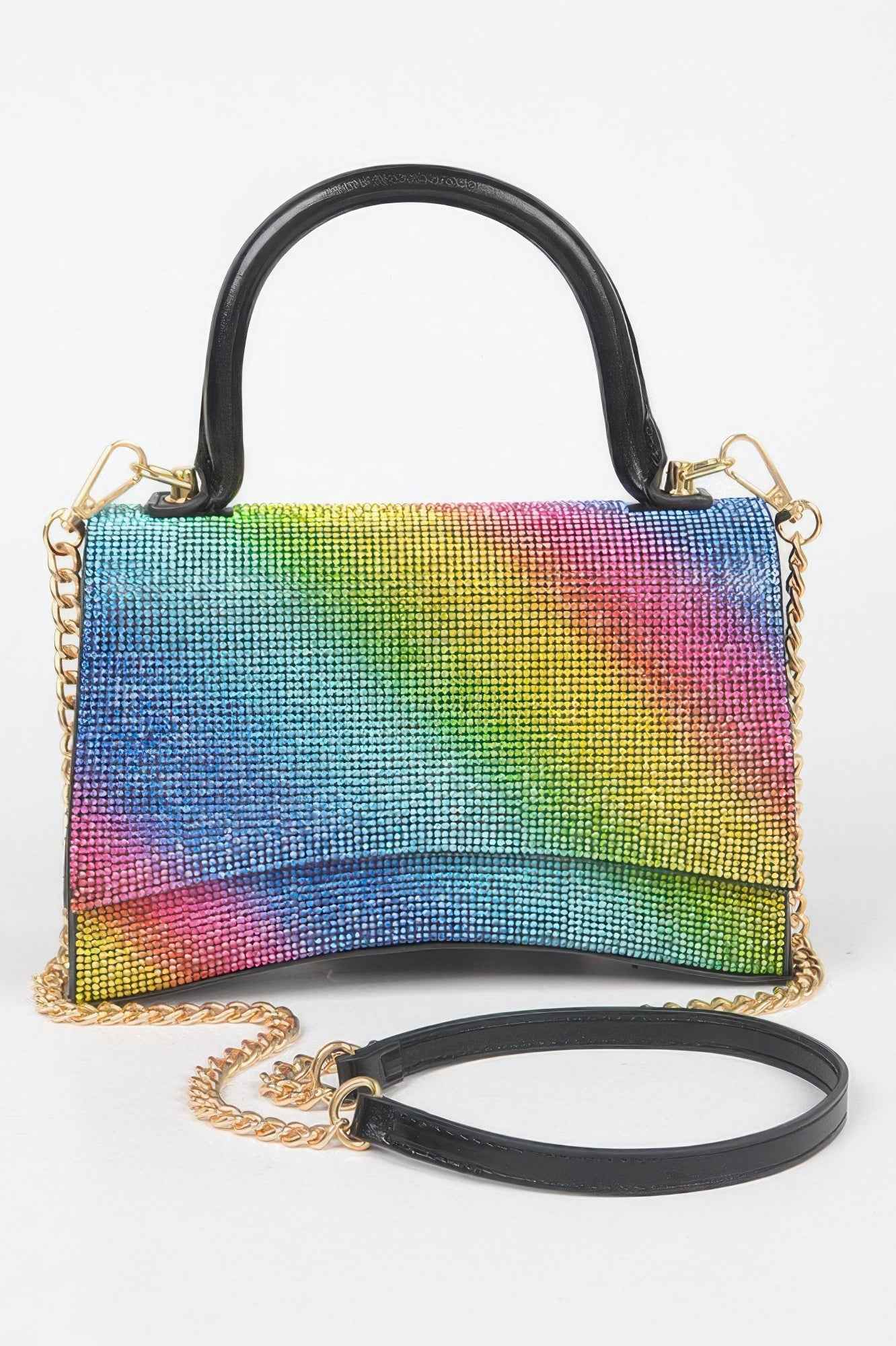 Rhinestone Top Handle Flap Bag