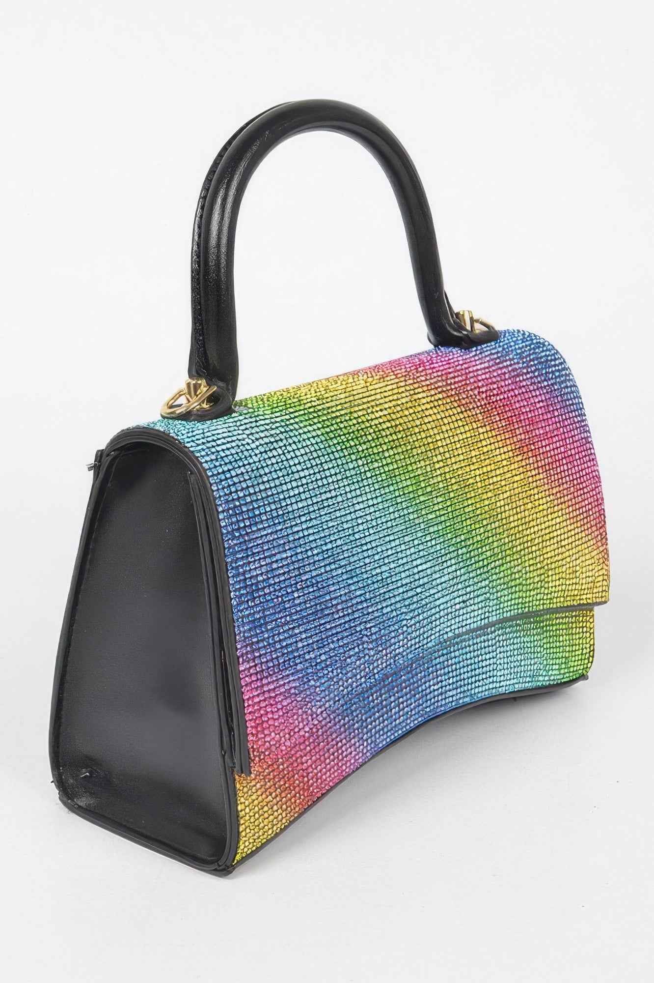 Rhinestone Top Handle Flap Bag