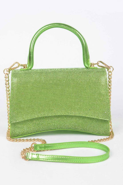 Rhinestone Top Handle Flap Bag