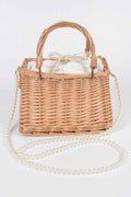 Bamboo Clutch W Faux Pearl Strap