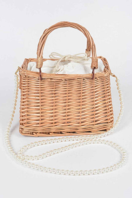 Bamboo Clutch W Faux Pearl Strap