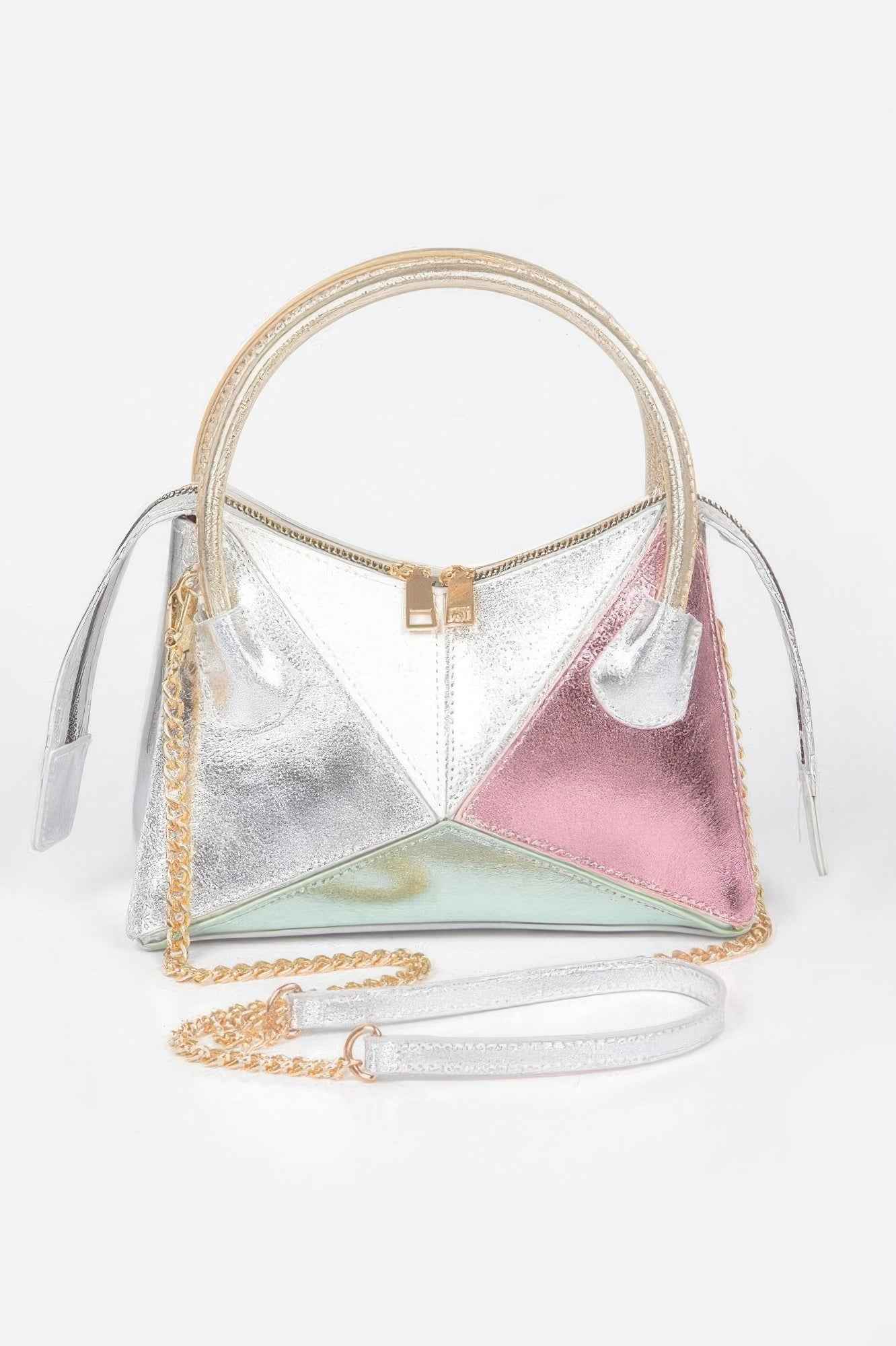Metallic Multi Color Top Handle Bag
