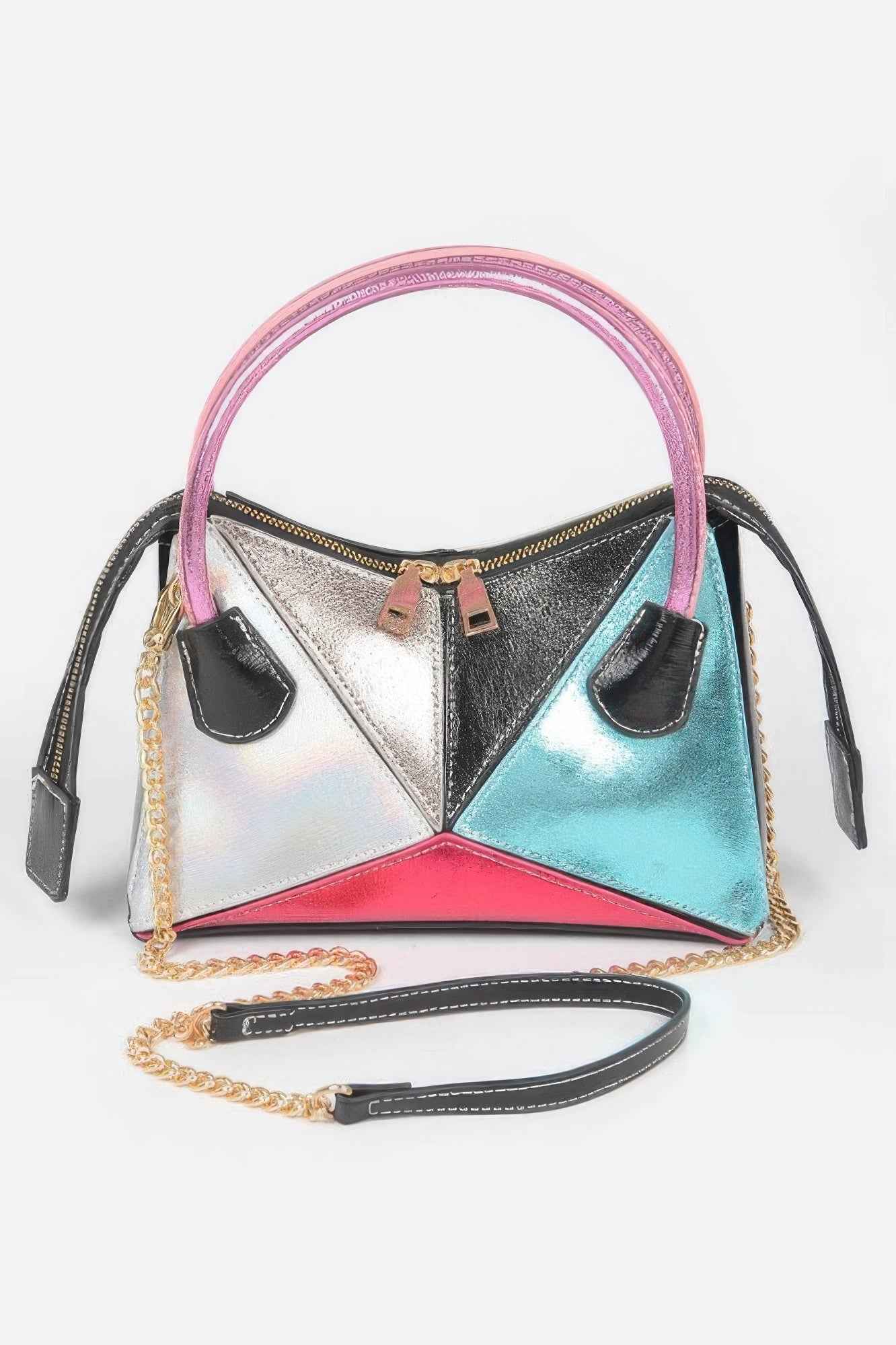 Metallic Multi Color Top Handle Bag