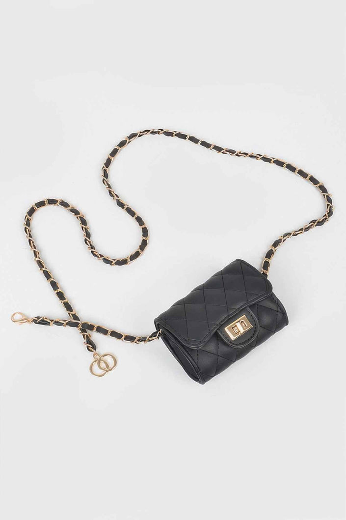 Quilted Mini Bag W/ Chain Belt