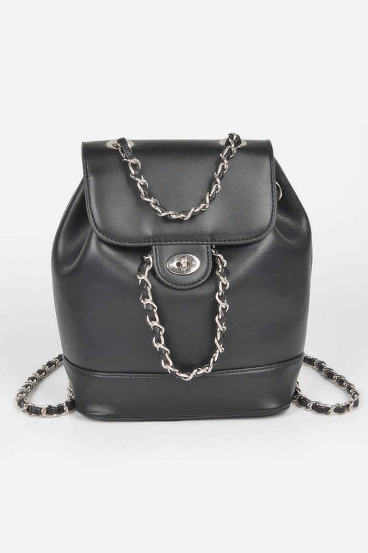 Faux Leather Flap Backpack