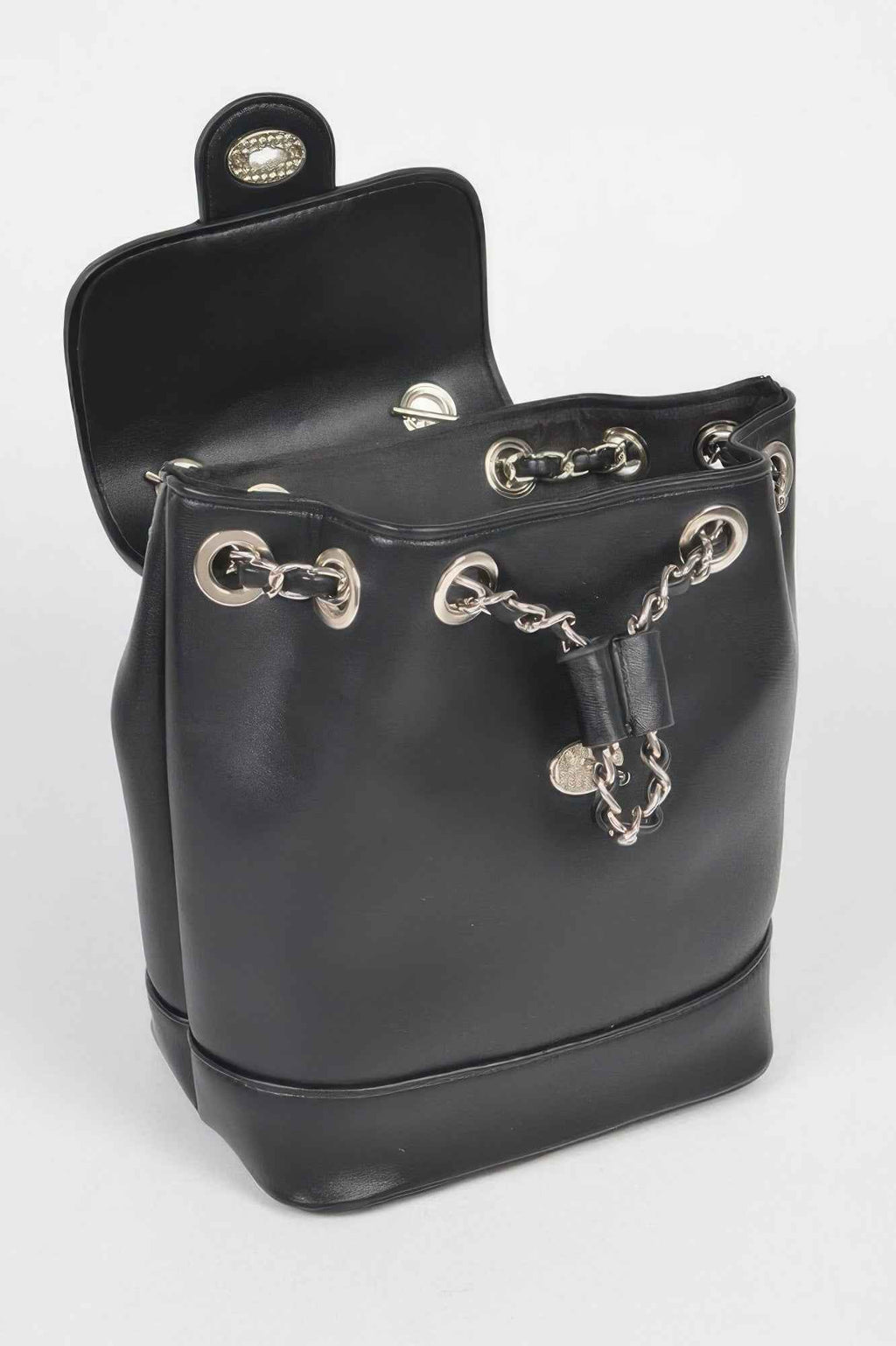 Faux Leather Flap Backpack