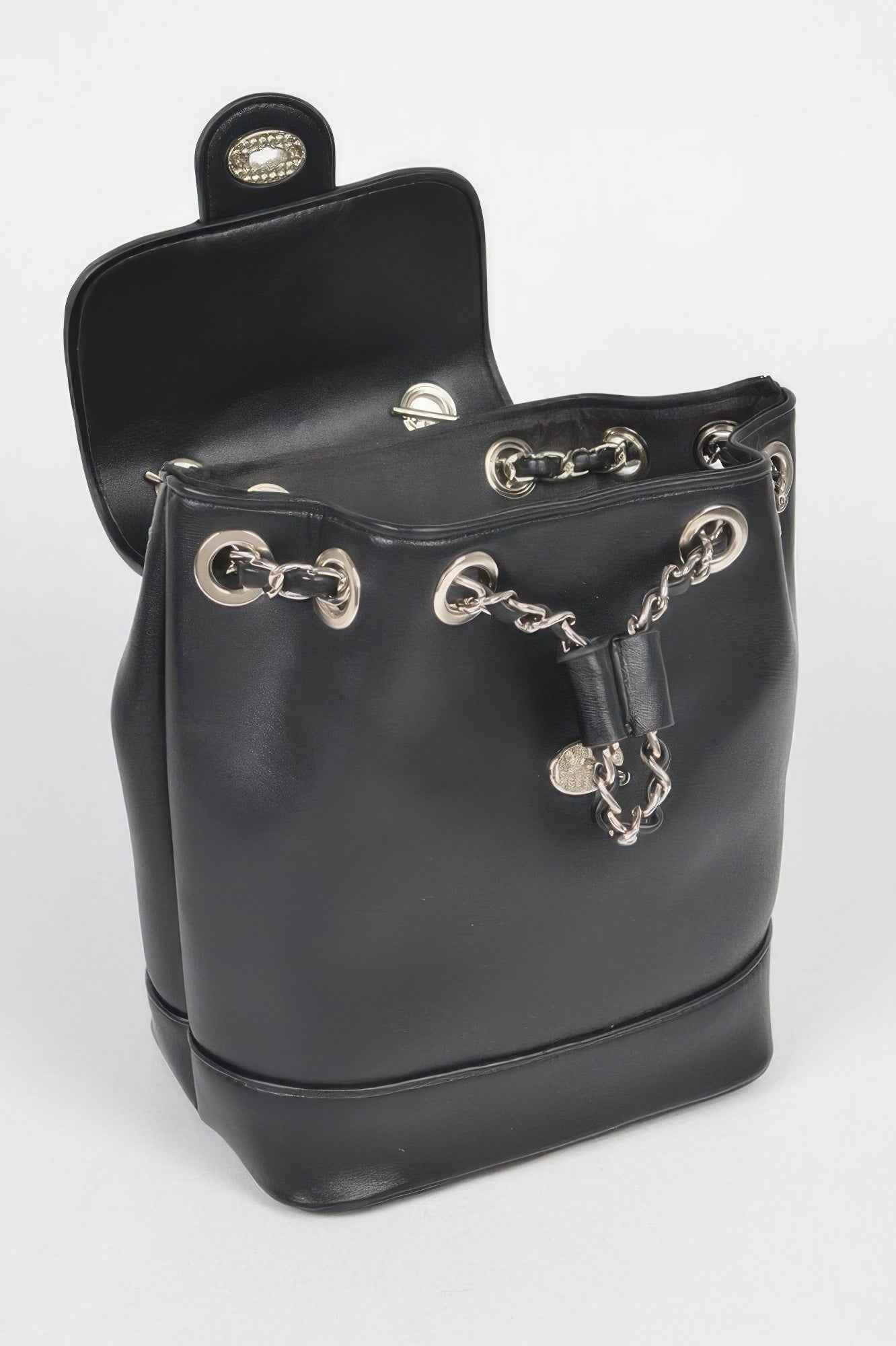 Faux Leather Flap Backpack