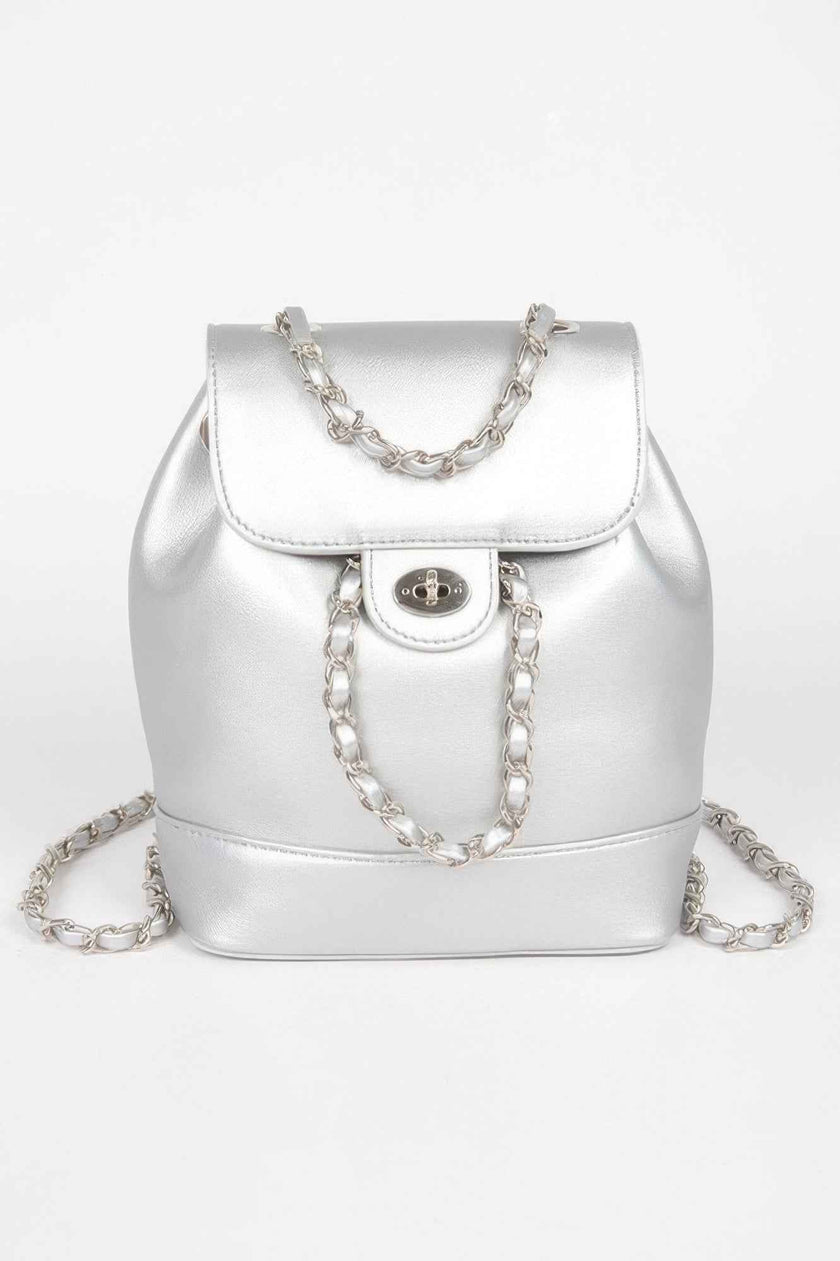 Faux Leather Flap Backpack