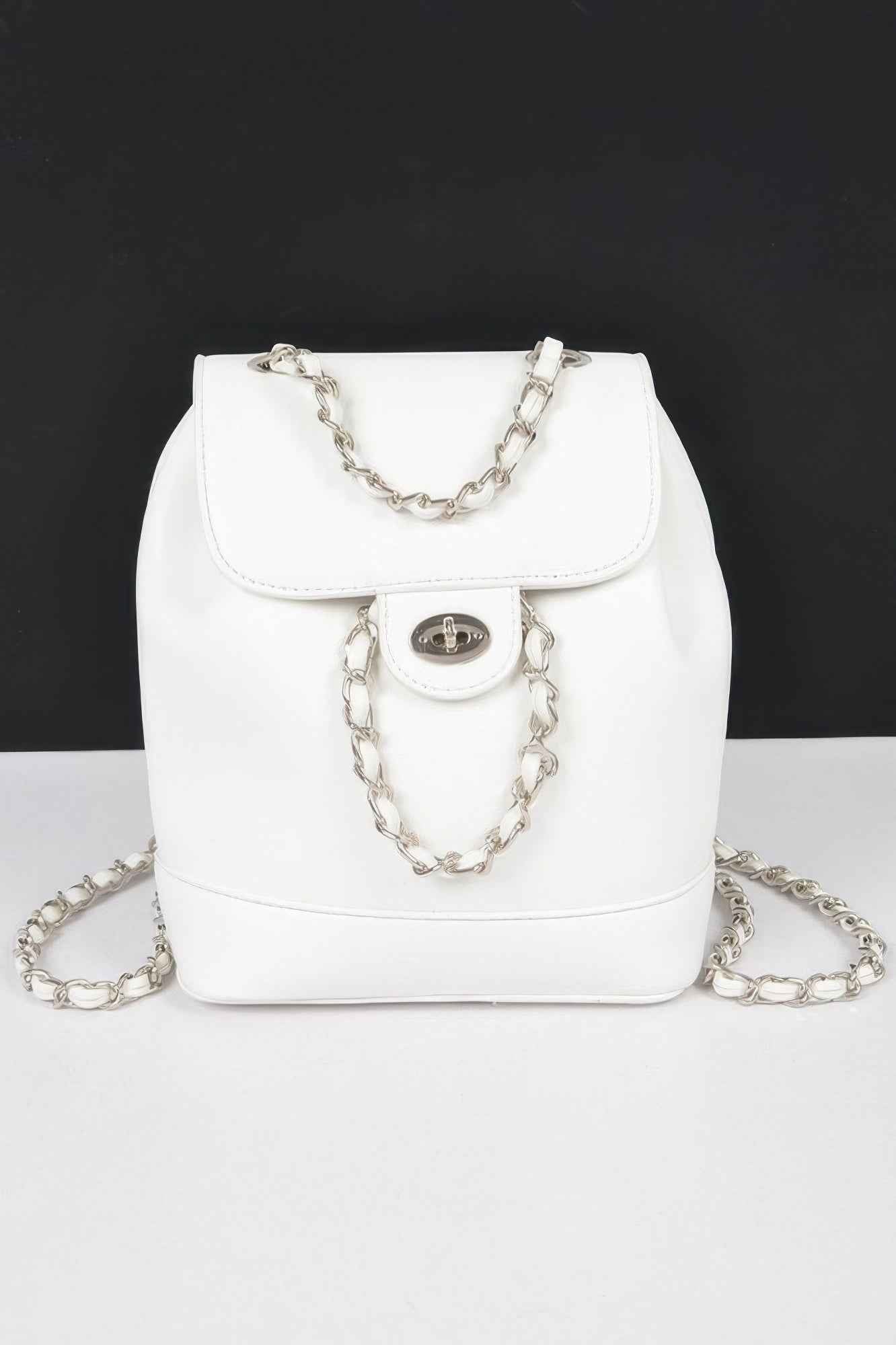 Faux Leather Flap Backpack