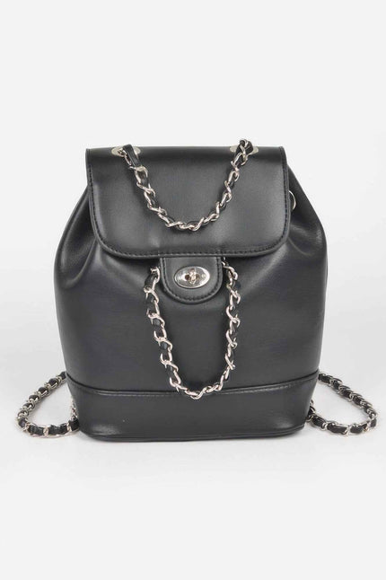 Faux Leather Flap Backpack