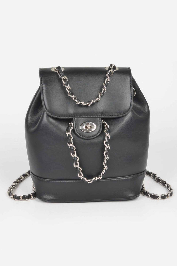Faux Leather Flap Backpack