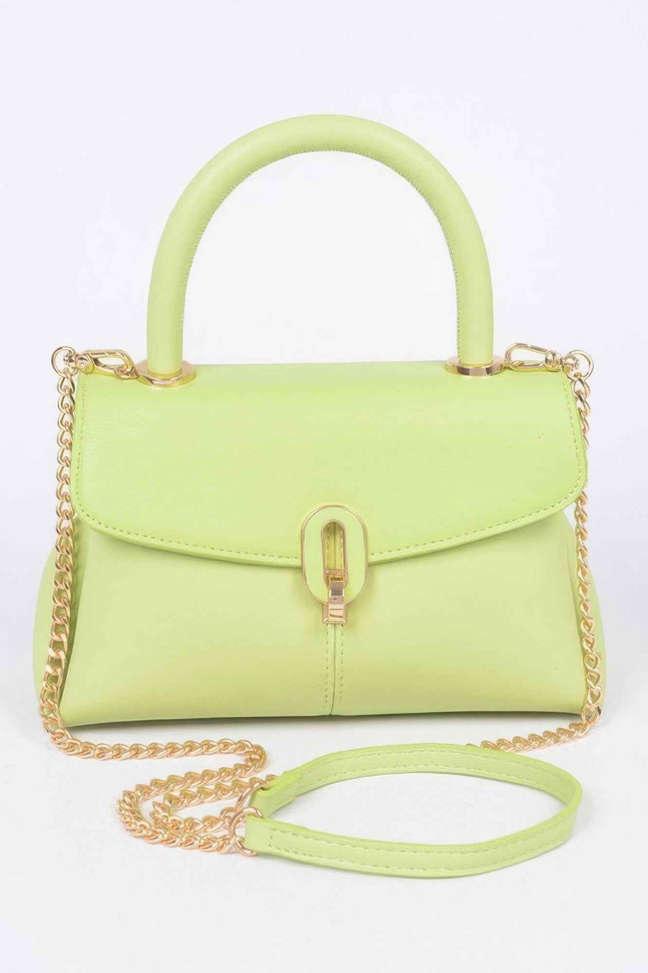 Faux Leather Top Handle Bag