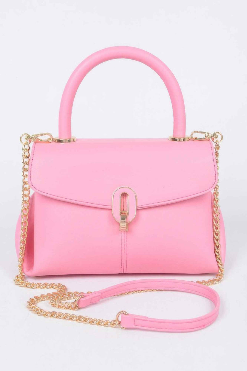 Faux Leather Top Handle Bag