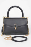 Faux Leather Top Handle Bag