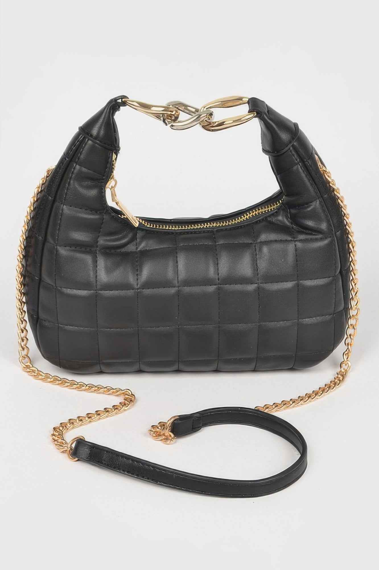 Quilted Faux Leather Hobo Bag