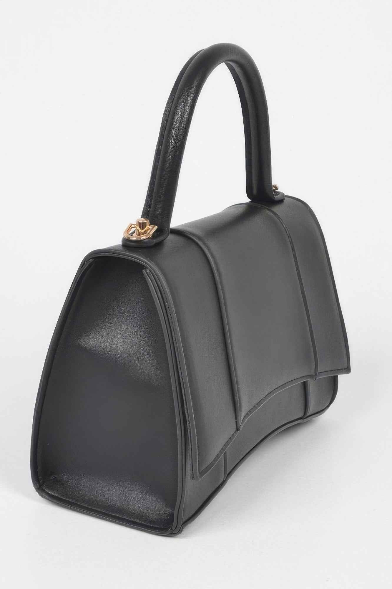 Faux Leather Top Handle Bag