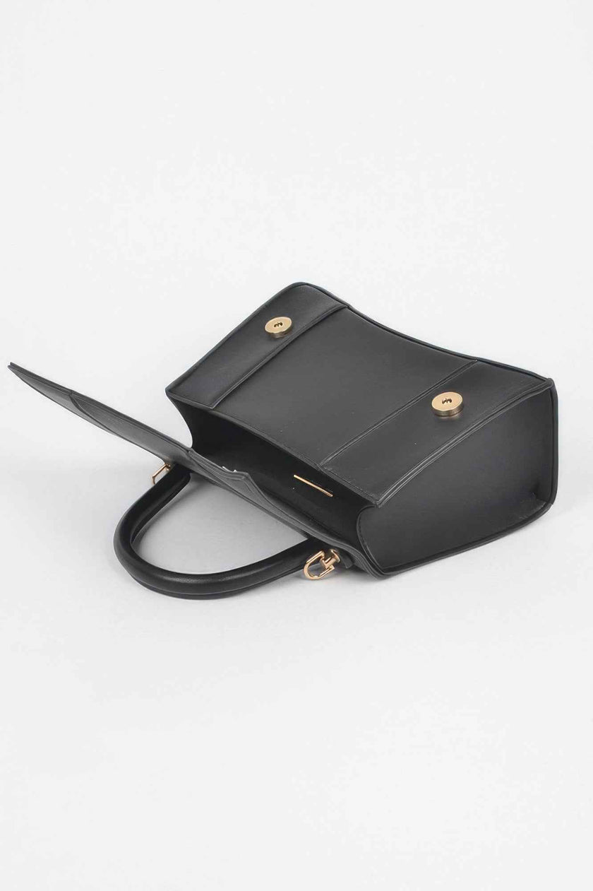 Faux Leather Top Handle Bag
