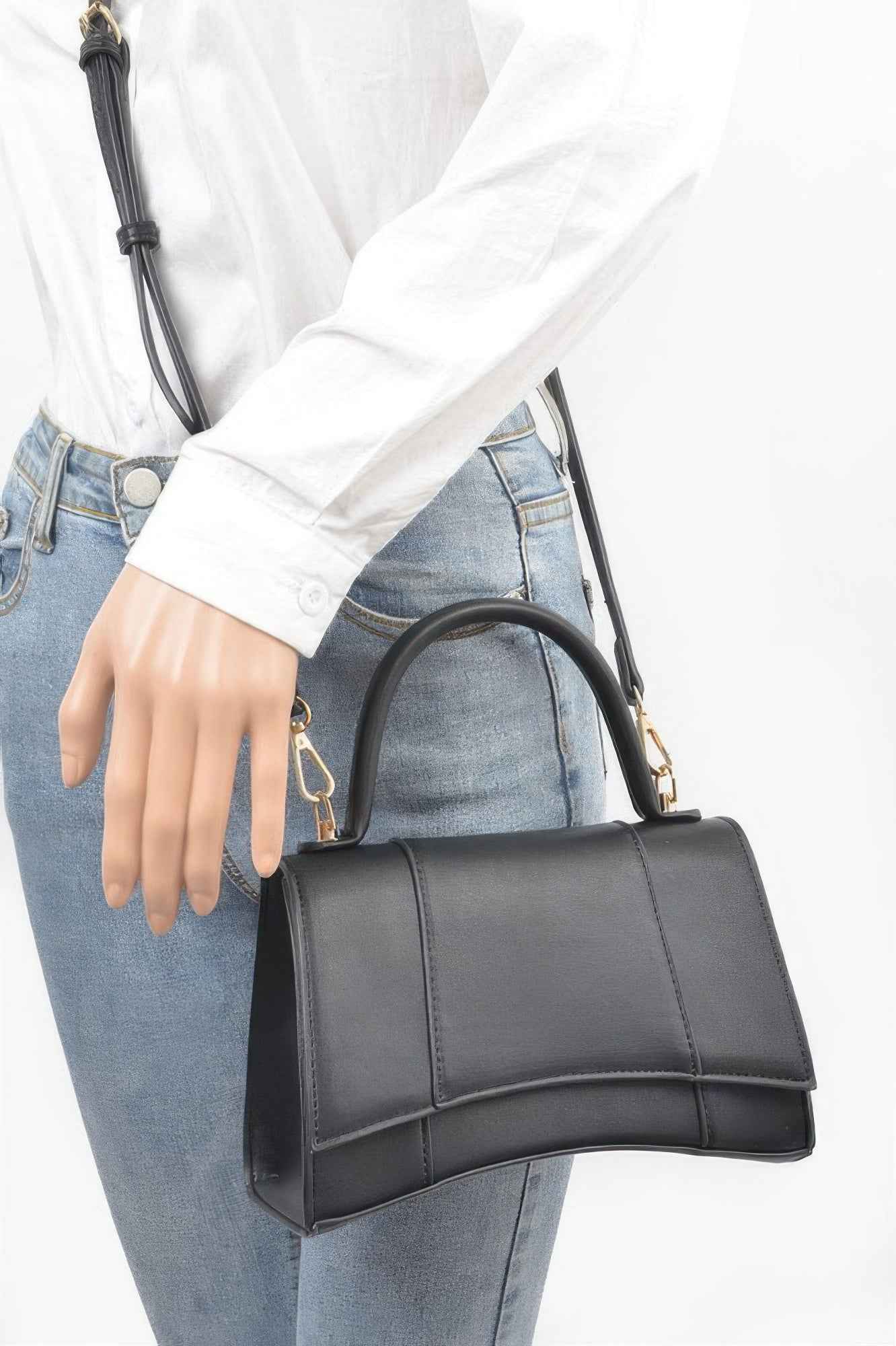 Faux Leather Top Handle Bag