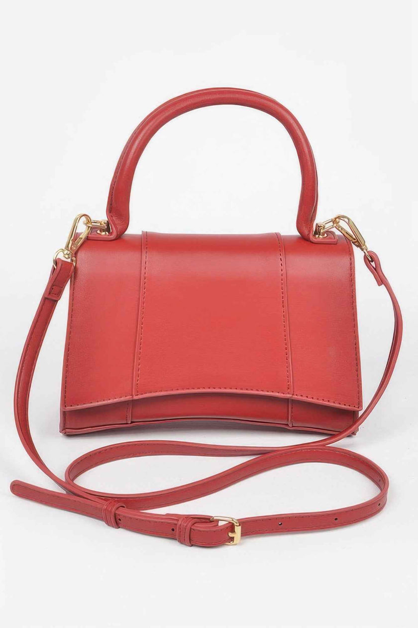 Faux Leather Top Handle Bag