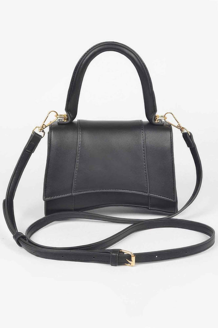 Faux Leather Top Handle Bag