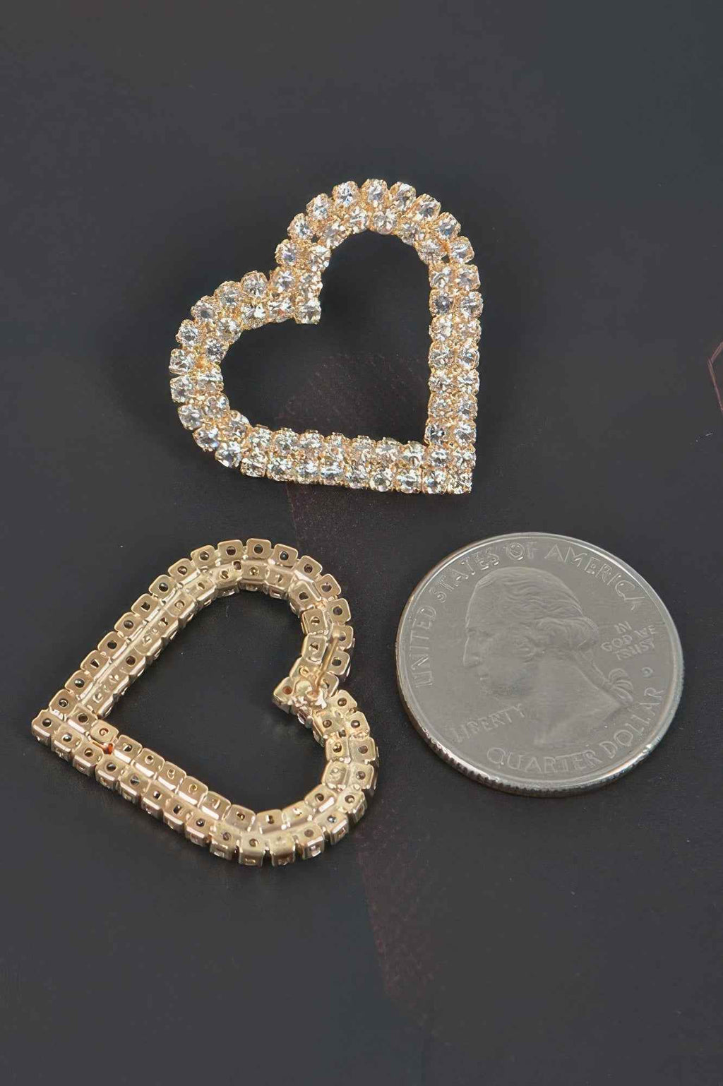 Heart Rhinestone Button Earring