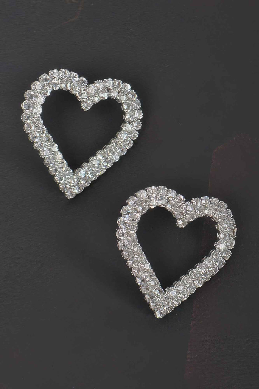 Heart Rhinestone Button Earring
