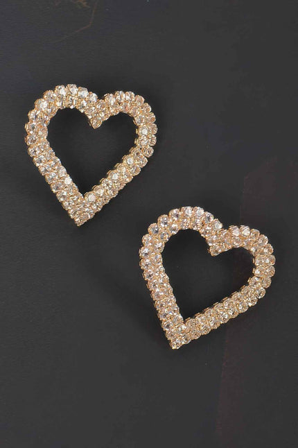 Heart Rhinestone Button Earring
