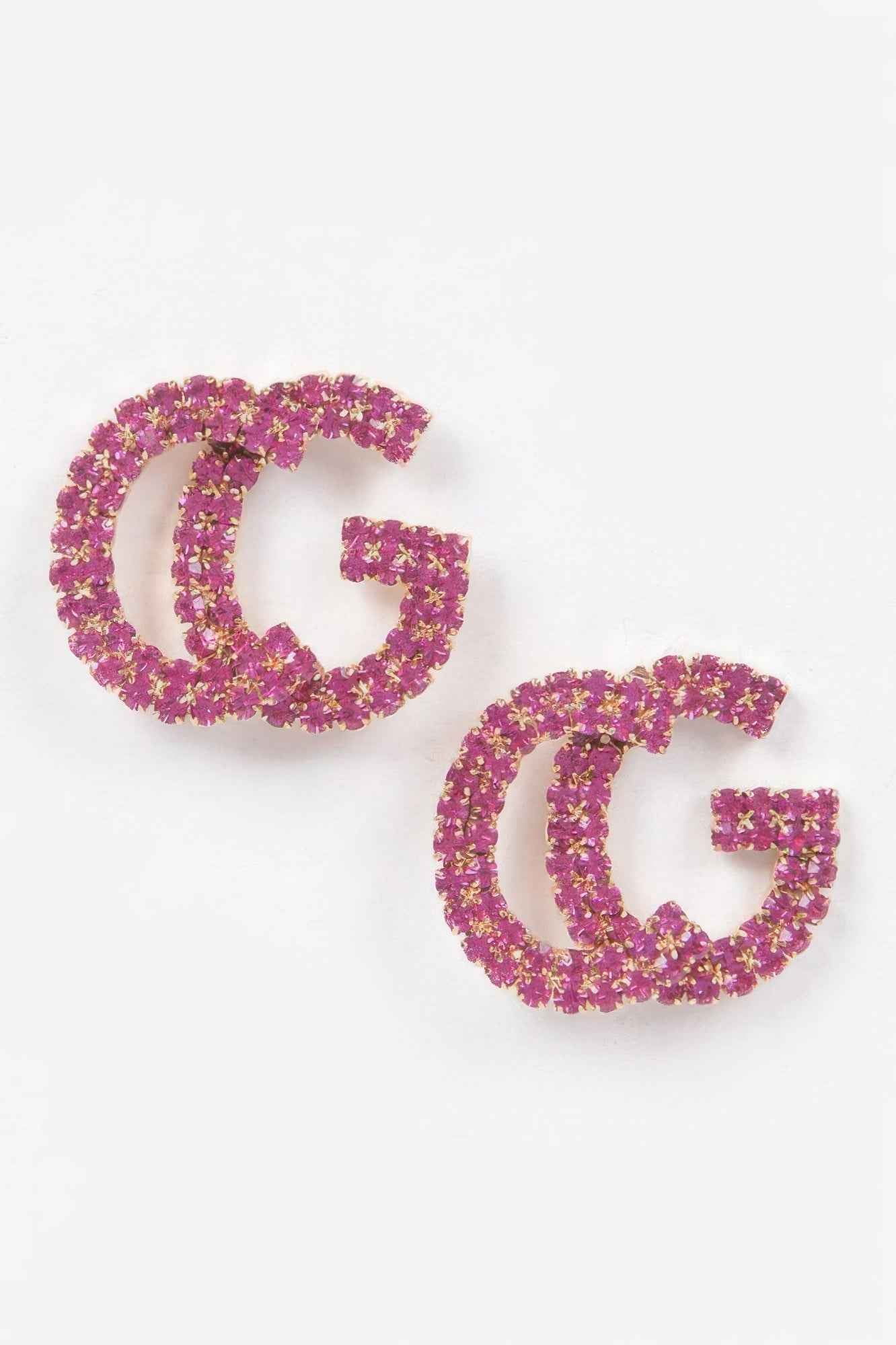 Cg Rhinestone Button Earring
