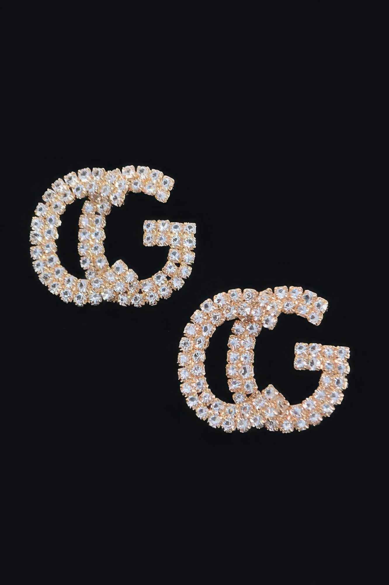 Cg Rhinestone Button Earring