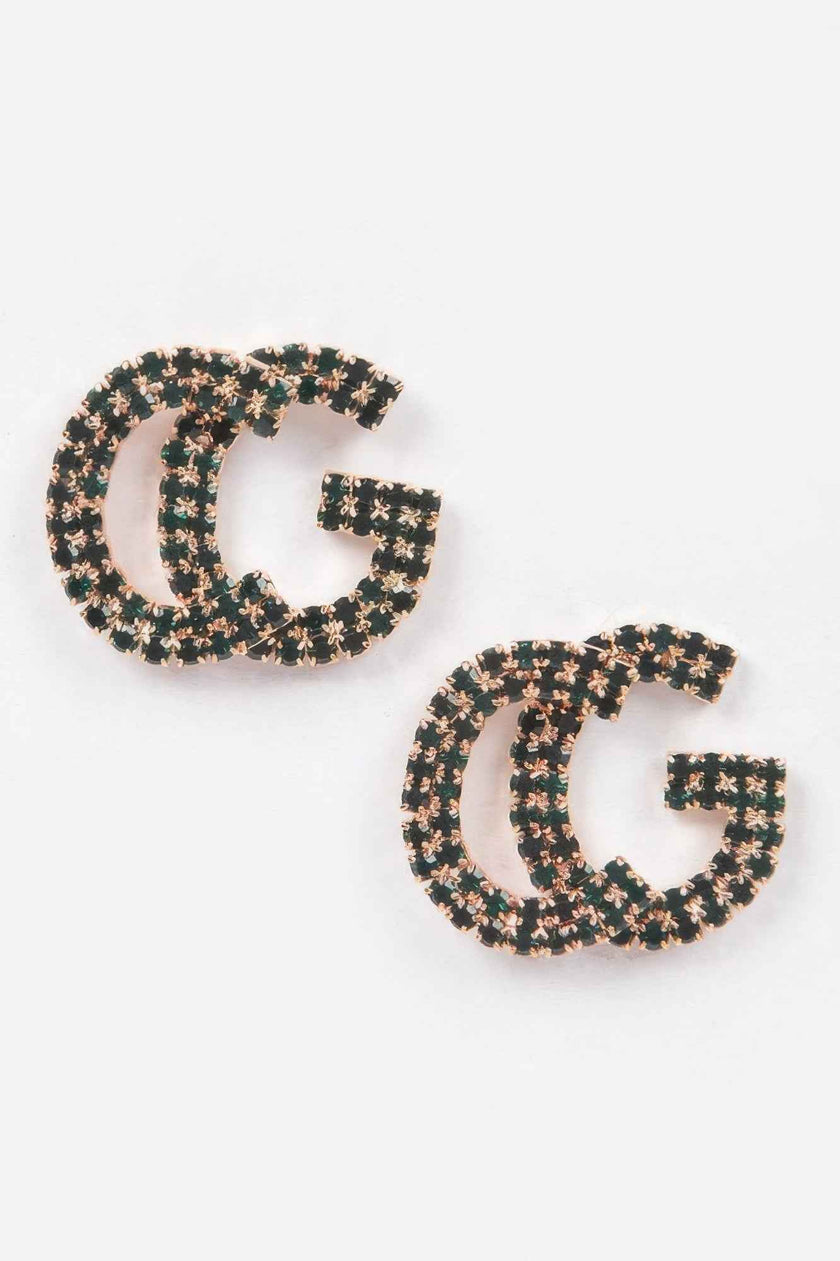Cg Rhinestone Button Earring