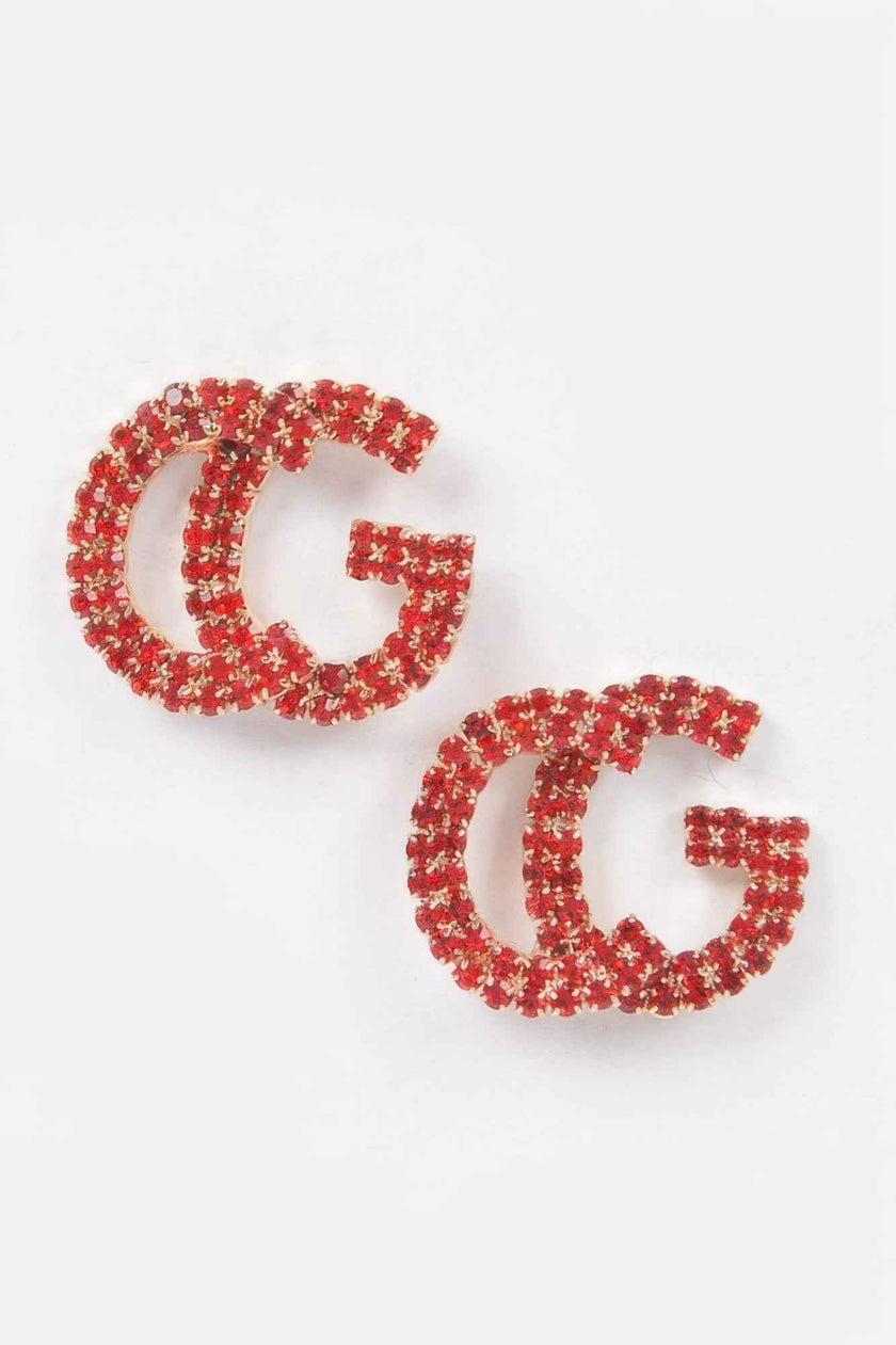 Cg Rhinestone Button Earring