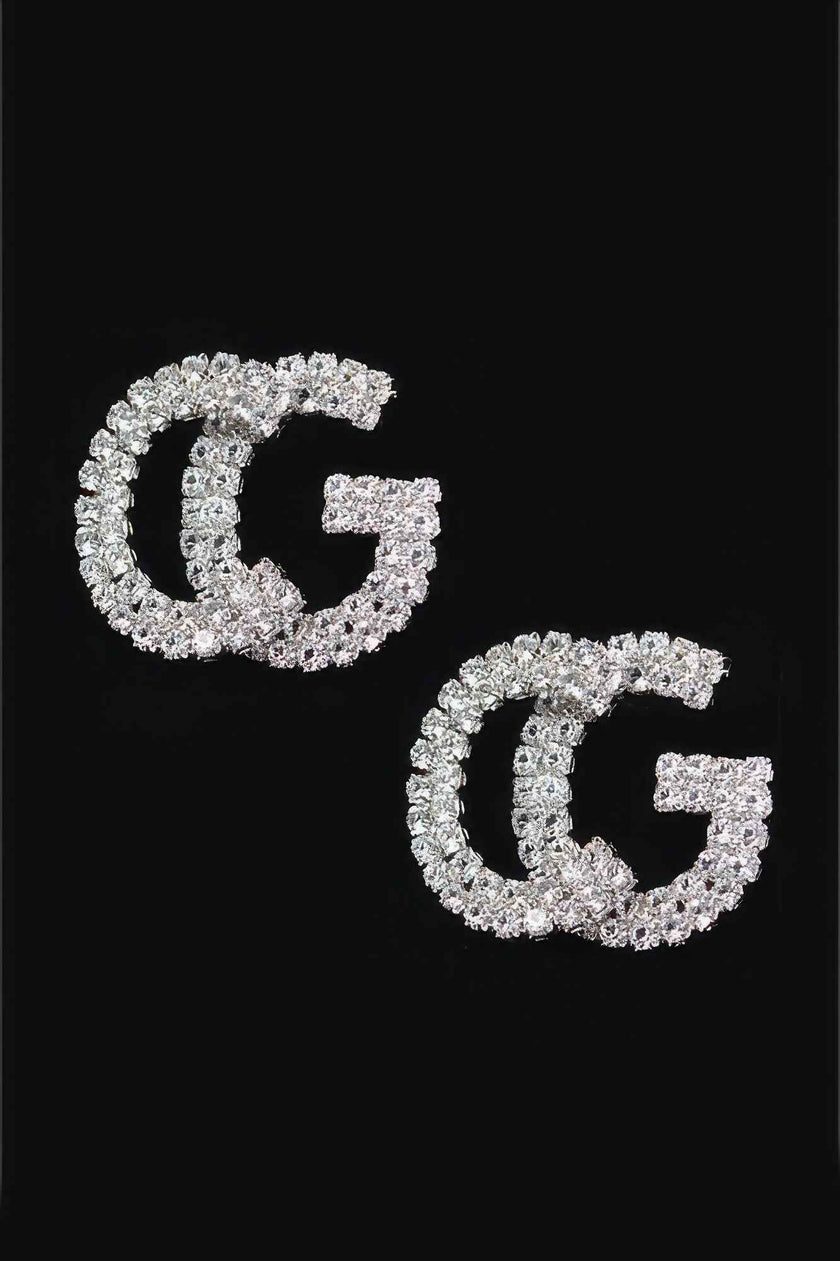 Cg Rhinestone Button Earring