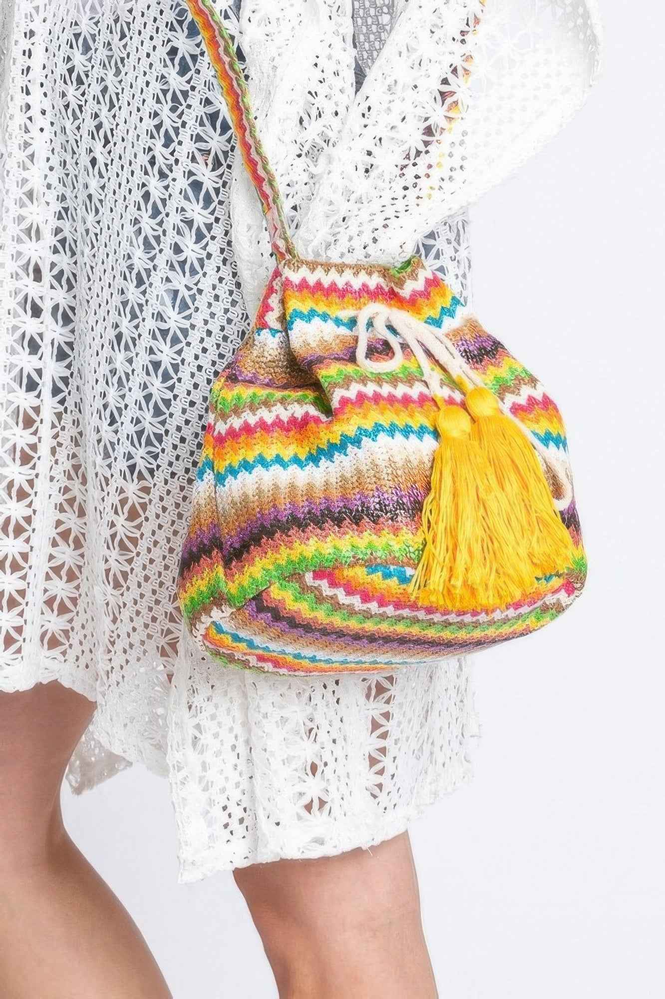 Multi Color Chevron Bucket Bag