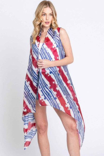Diagonal Stripes & Stars American Flag Design Vest