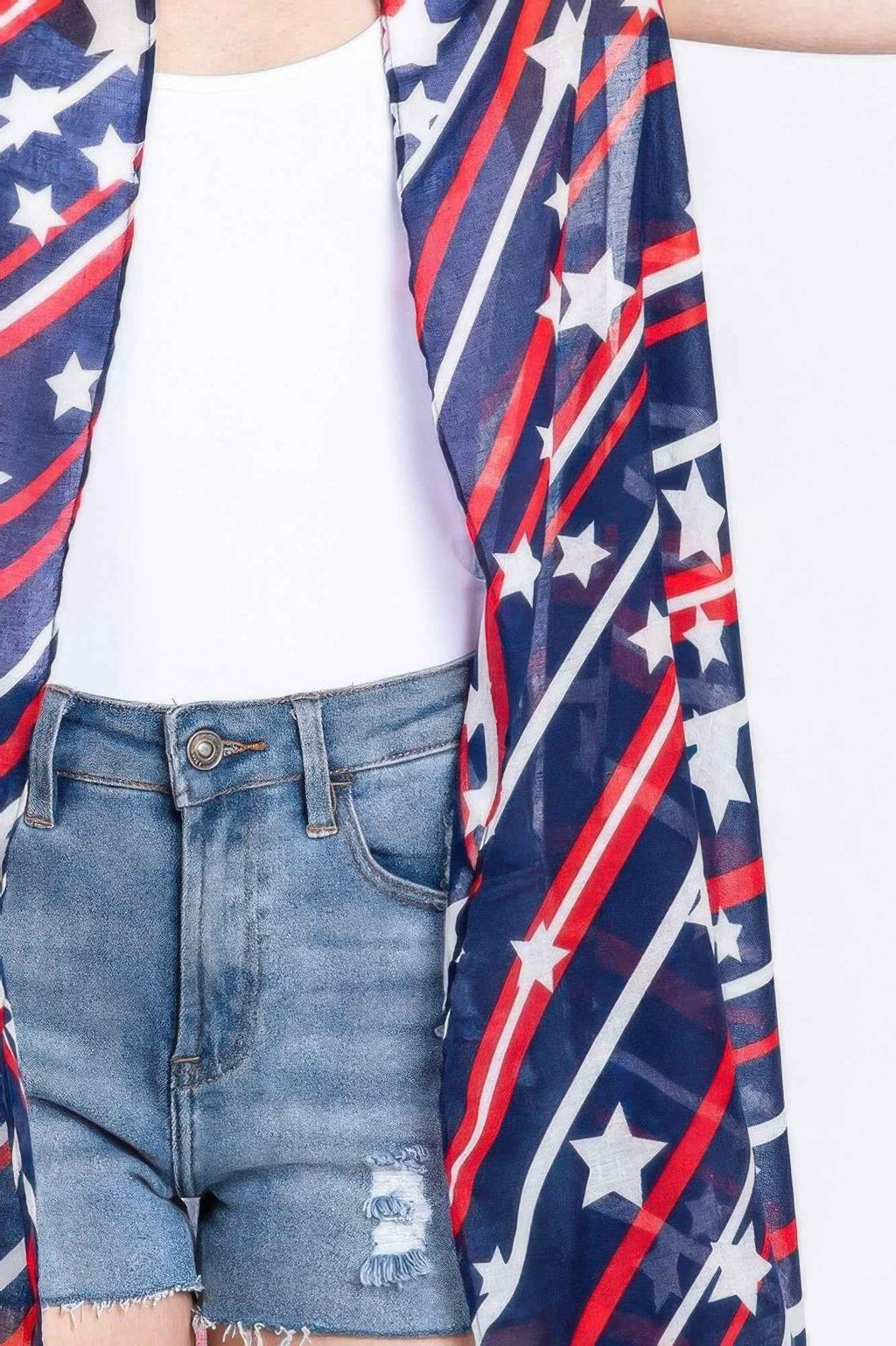 Diagonal Stripes And Stars Print Vest