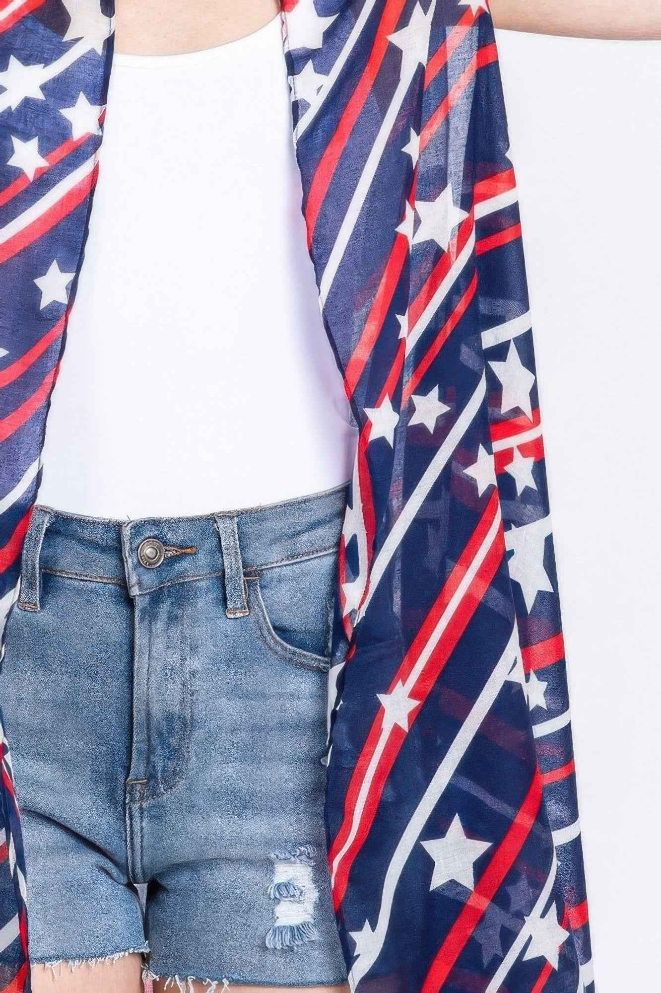 Diagonal Stripes And Stars Print Vest