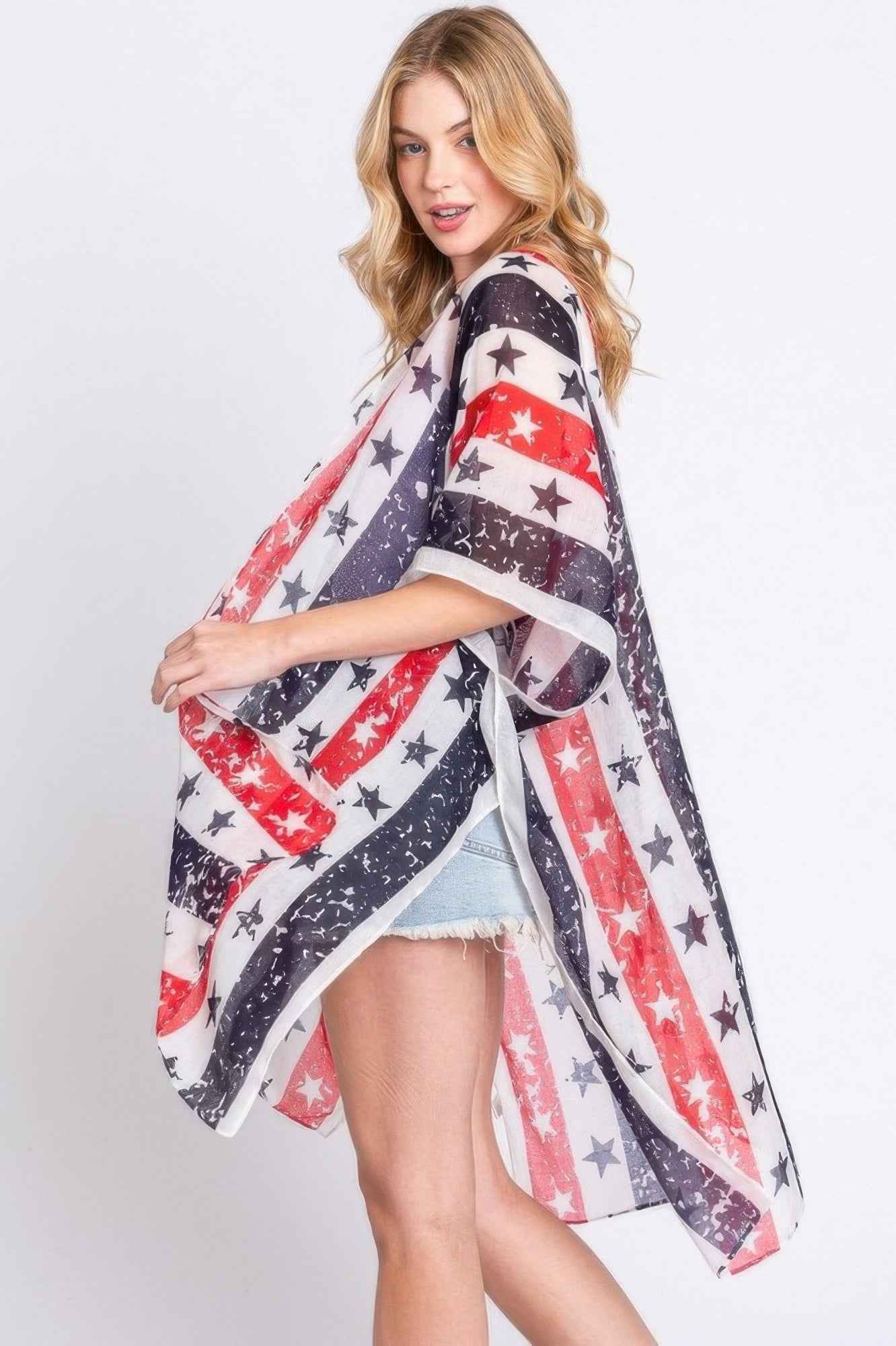 Stripe And Star American Flag Kimono