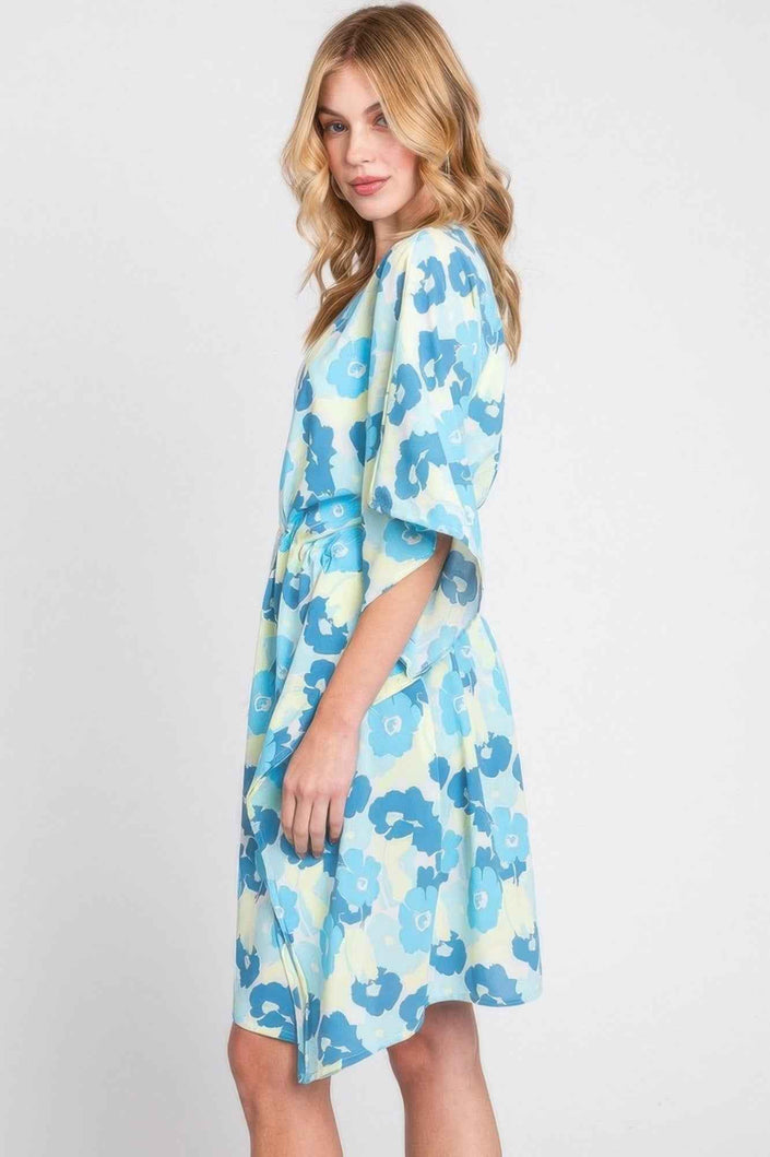 Flower Print Self-tie Drawstring Open Front Cover