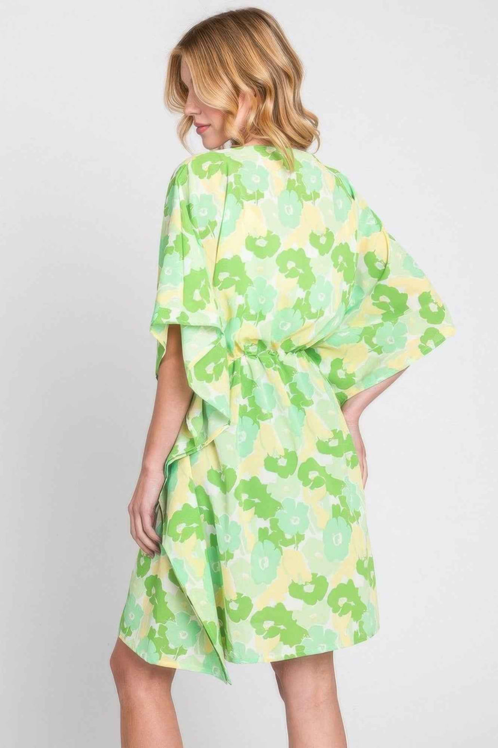 Flower Print Self-tie Drawstring Open Front Cover