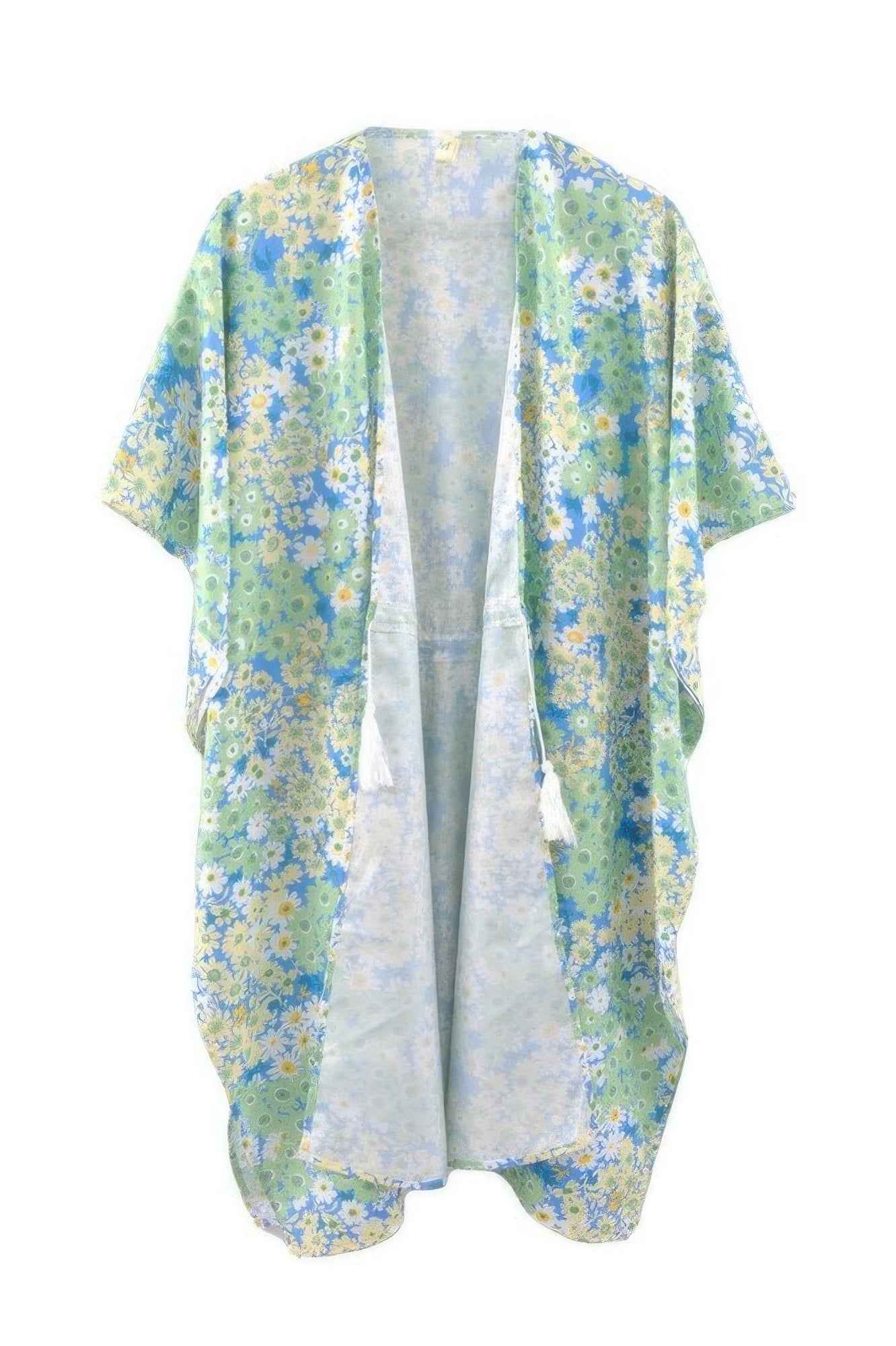 Flower Print Self-tie Drawstring Open Front Cover