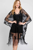 Floral Lace Poncho With Tassel