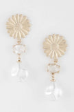 Sunflower Pearl Drop Earrings