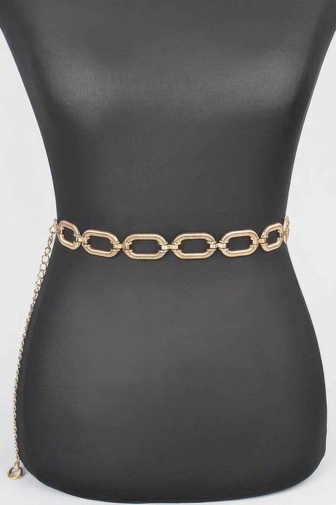 Plus Size Oval Metal Chain Belt — Statement Waist Accessory