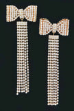 Rhinestone Bow Fringe Earring