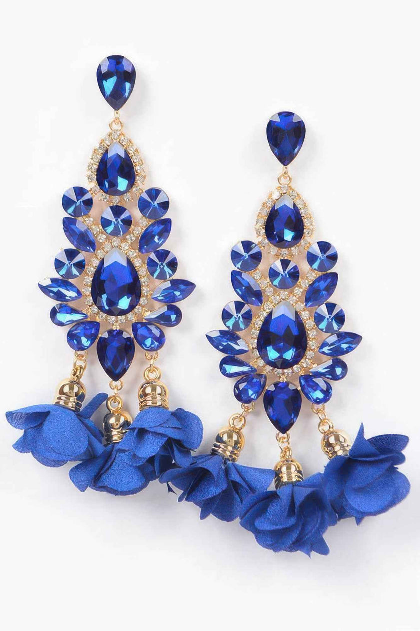 Multi Rhinestone Flower Party Earring
