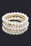 Faux Pearl Rhinestone Stretch Bracelet