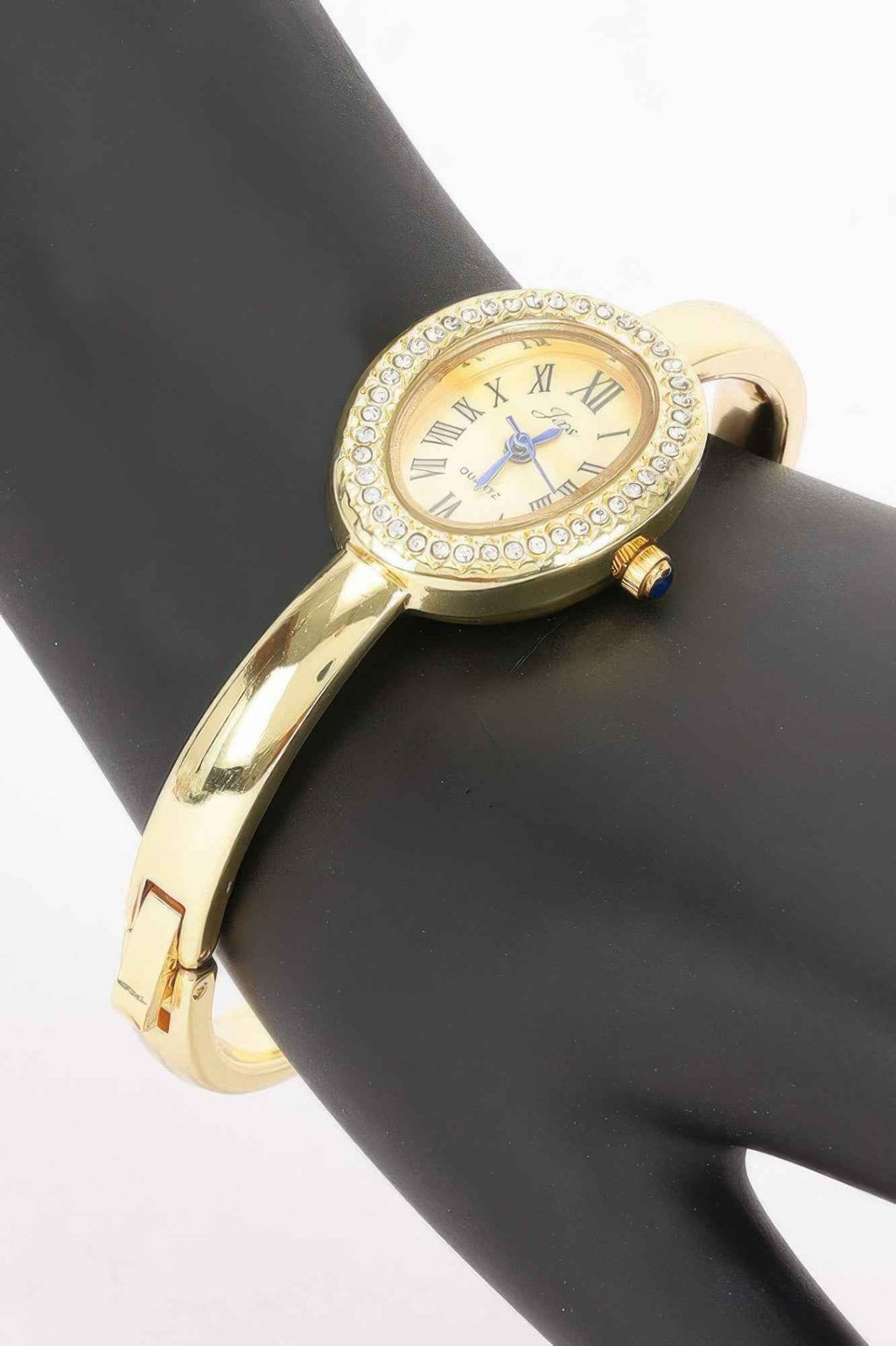 Oval Crystal-encrusted Cuff Watch