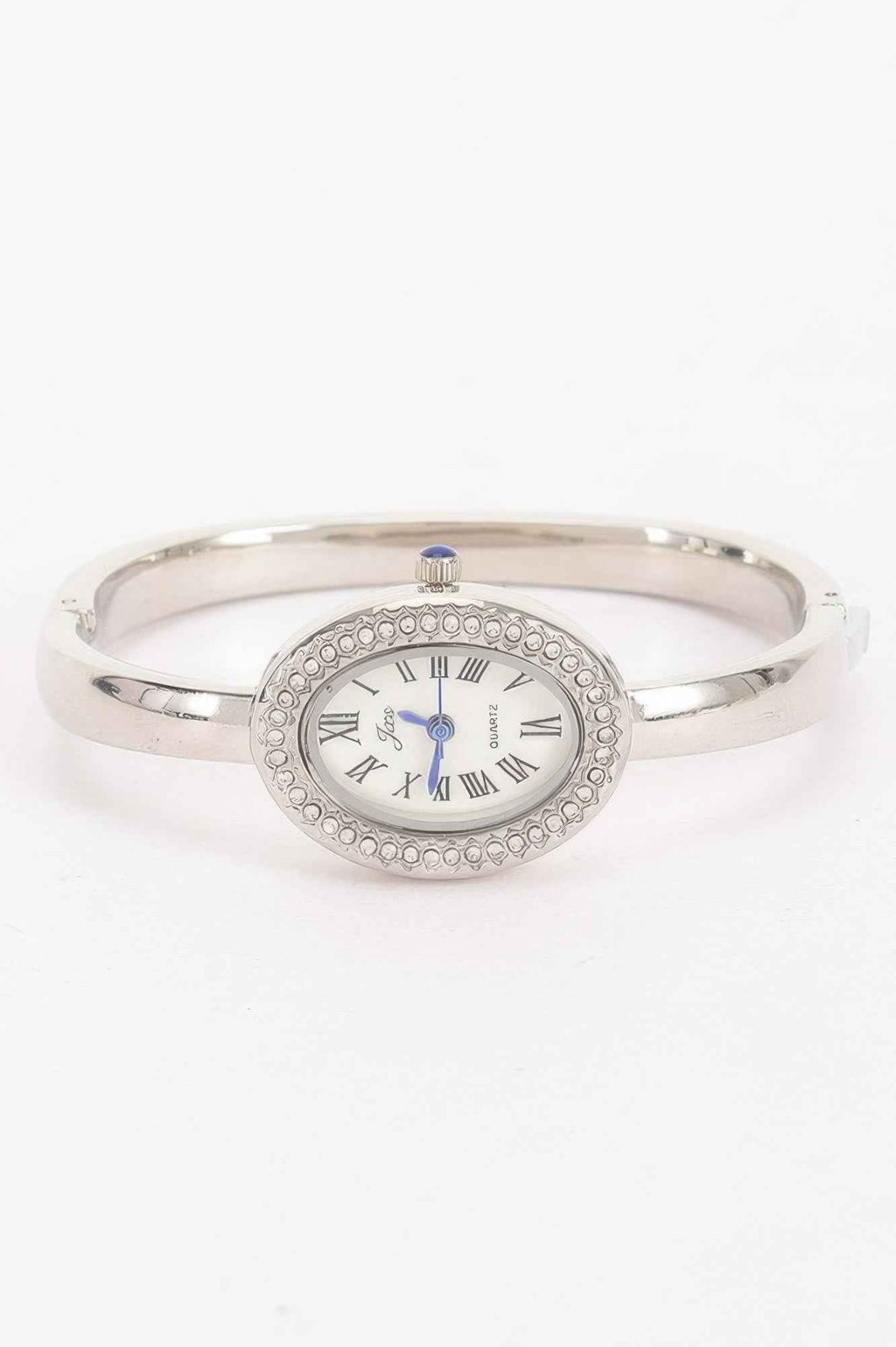 Oval Crystal-encrusted Cuff Watch